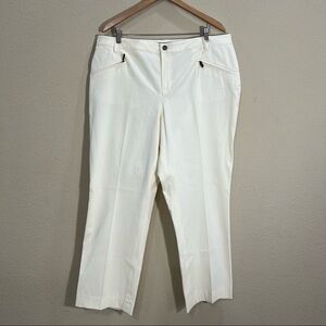 Ralph Lauren Ivory Flat Front Classic Straight Leg  Pants Womens Sz 16W Office